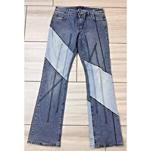 2000s Miss‎ Vigoss Bootcut  Size 7/8 Denim Mixed Split Patched Color Jeans Party